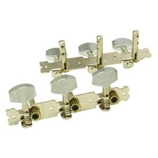 3-on-Plate Classic Acoustic Guitar Tuners Set, Metal knobs Nickel 3x3 