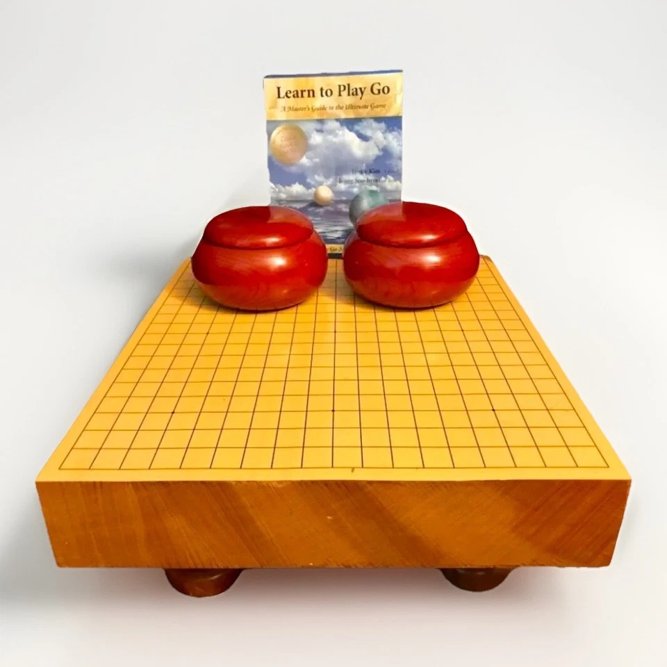 1970s Carved Wood Baduk Go Game Board Goban Go-Ishi Stones Korea  - Image 3 of 4