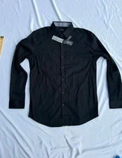 Galaxy By Harvic Black Button Down Dress Shirt Sz M NEW 