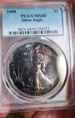 1989 BETTER DATE  PCGS MS68 American Silver Eagle Beautifully Toned ✨️/Video