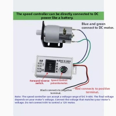 DC Motor Speed Controller 1000W with Forward Reverse 9V 60V Voltage Range