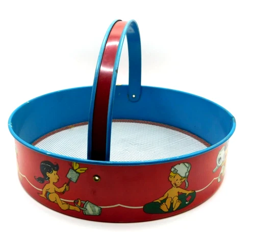 Vintage Ohio Art Tin Sand Sifter Elaine Ends Hileman MCM Nostalgic Toy