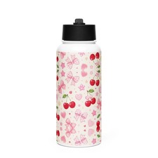 Stainless steel water bottle with a straw lid