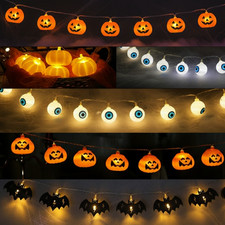 Halloween Party Lichterkette 10er LED Kürbis Dekoration Grusel-Deko - 5 Motive