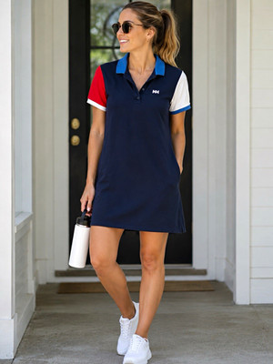 Helly Hansen Women's Colorblock Polo Shift Dress Collared Pockets Size M