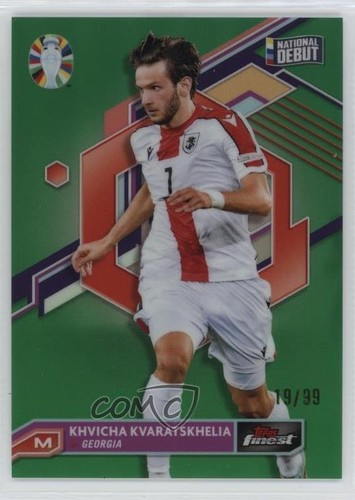 Khvicha Kvaratskhelia [Green Refractor] #31 2023 Topps Finest Road to UEFA EURO card