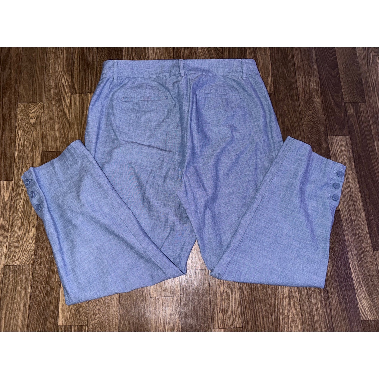 Talbots Perfect Prop Blue Chambray Button Detail … - image 4