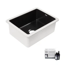 Eden Matte Black Fireclay 23" Single Bowl Undermount Kitchen Sink with Care Kit