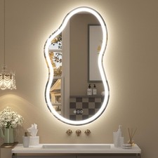Irregular Backlit Bathroom Mirror with Lights 20x36 Inch, Asymmetrical Cloud-...