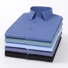 Men's Business Dress Shirts Long Sleeve Wrinkle-Free Stretch Button Up Shirt