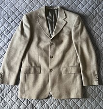 VTG Oscar De La Renta Men's Brown Houndstooth Blazer 100 Wool, Lined Sz 40R