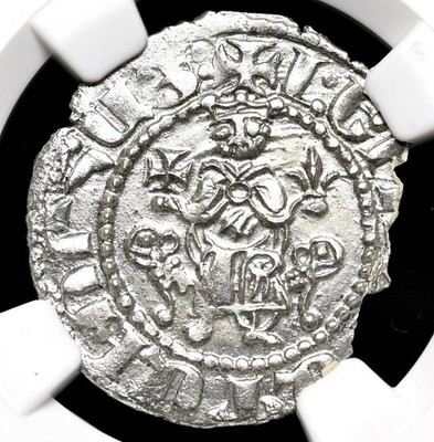 ARMENIA 1198-1219 AD Levon I Silver Tram, Knights Templar Crusaders Coin, NGC