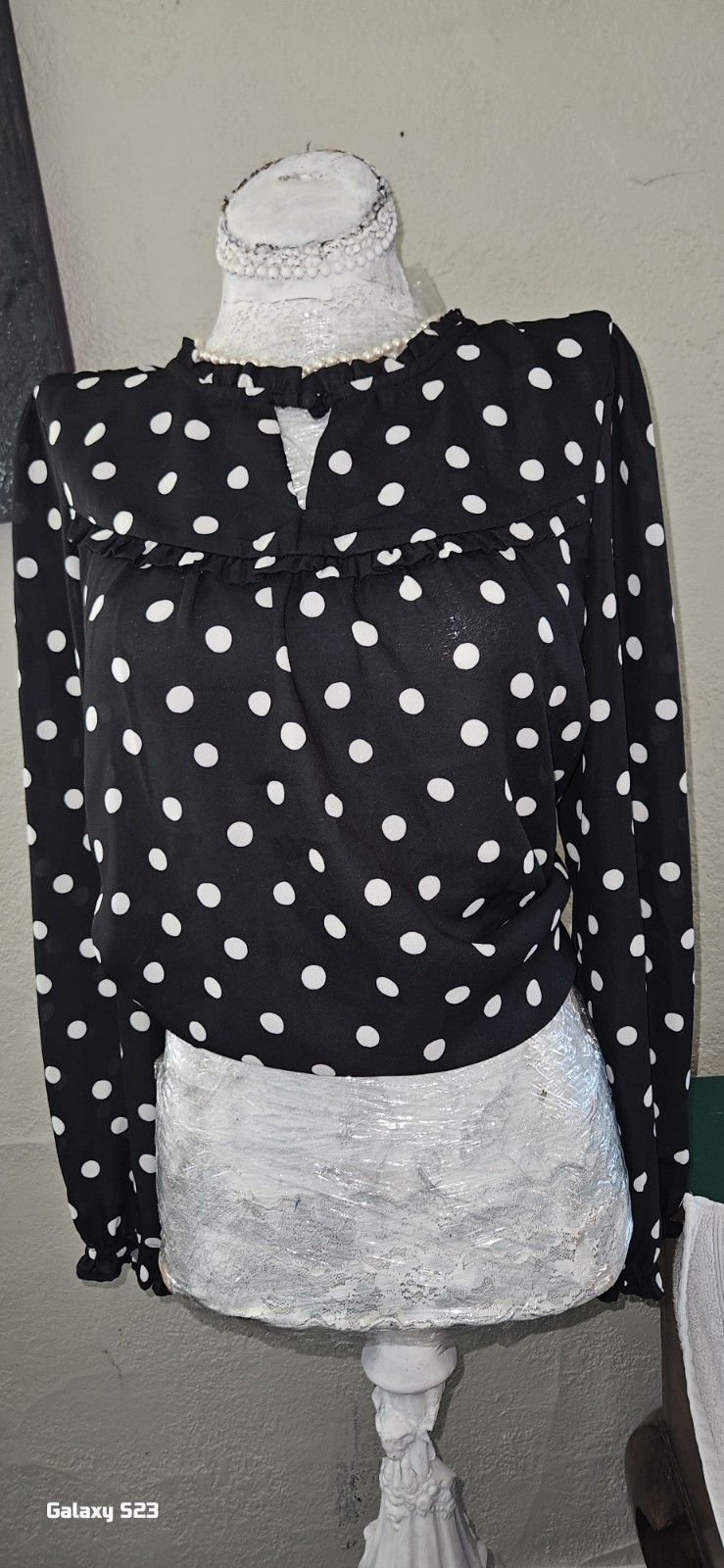 Studio B By Bobeau Mujer TALLA GRANDE P. DOT NEGRO BLANCO ALTA COSTURA con perla vintage