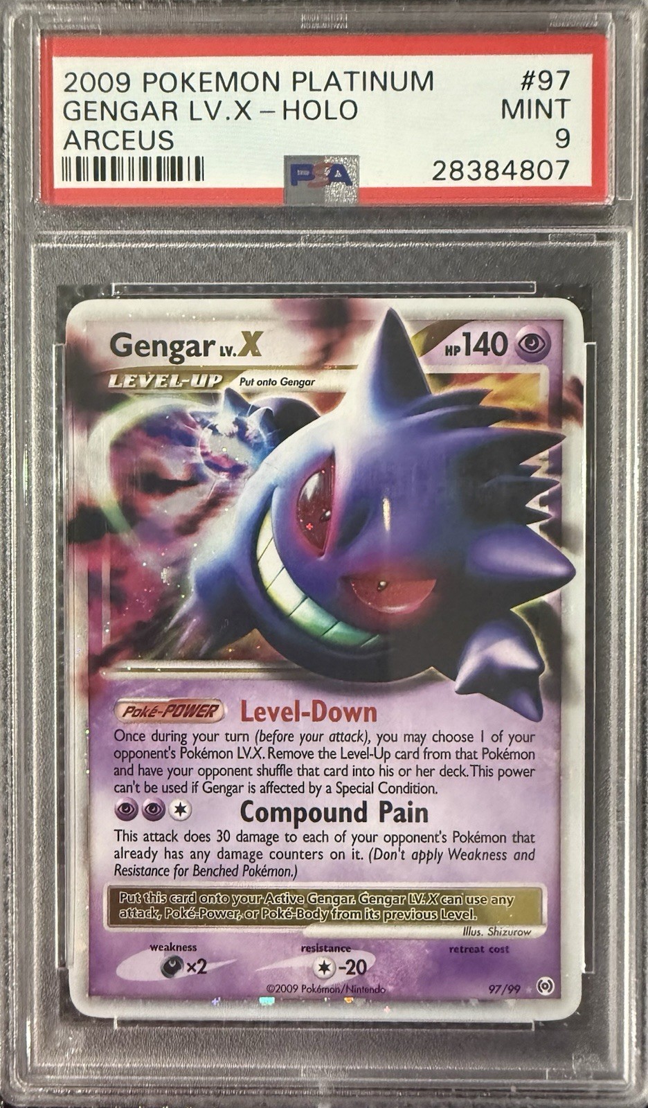 Gengar LV.X Holo #97/99 - 2009 Pokemon Platinum Arceus - PSA 9