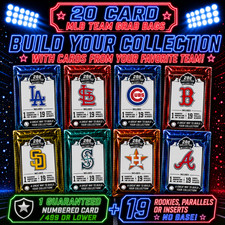 MLB Baseball Card Team Pack – 20 Cards - 1 Numbered Card /499 or lower - NO BASE