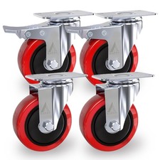 4x Castor Wheels Large 100mm, 600KG Heavy Duty Rubber Swivel Furniture Casters