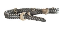 Vintage BRIGHTON concho Heart Belt Braided Leather 90s Size L Made In America