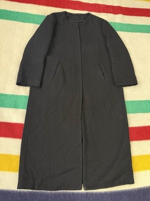 2011 Acne Studios Farrah PAW11 Wool Nylon Collarless Trench Coat Black XL