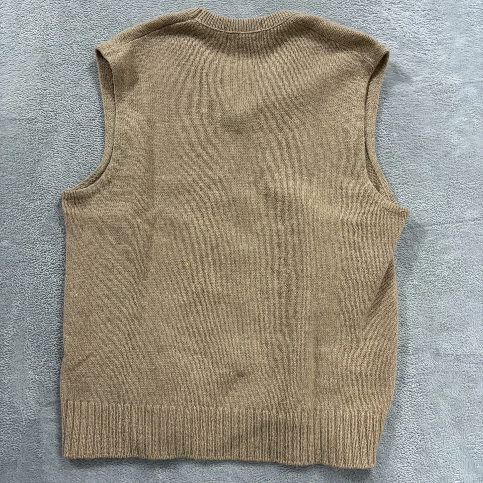 Chaleco Suéter Robert Bruce De Colección Para Hombre XL Hecho en EE. UU. Lana Etiqueta Unión Beige Foto 3 de 4