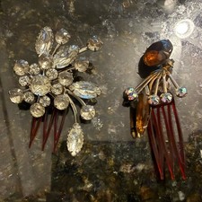 2 Vintage 1960 Rhinestone Hair Clips