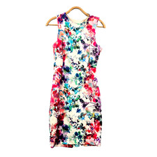 Zara Womens Pencil Dress Size S Multicolured Floral Sleeveless Cut Out Back