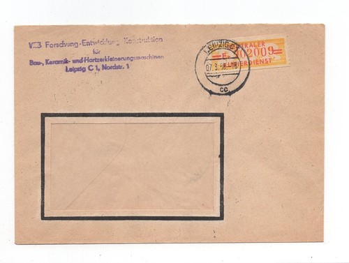 DDR Dienst ZKD Brief Mi 17 E Leipzig 07.3.58 Hartzerkleinerungsmaschinen