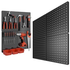 Peg Board 4PCS Metal Pegboard Heavy Duty Wall Organizer with Frame. Black