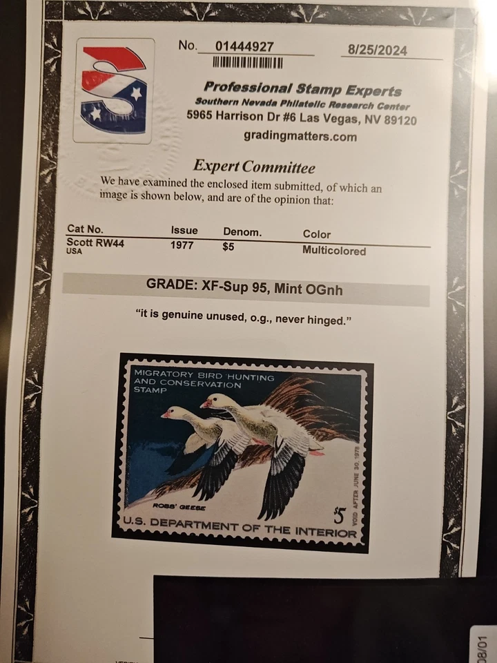 PSE Graded - RW #44 Duck Stamp (Extremely Fine) - Image 2 of 4