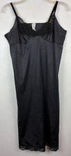 Vintage JCPenney Slip Dress Womens 38 16 Black Lace Nylon Satin Goth Whimsigoth