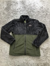 The North Face Fleece Jacket Boys XL 18/20 Gray Green Sherpa Full Zip Pockets