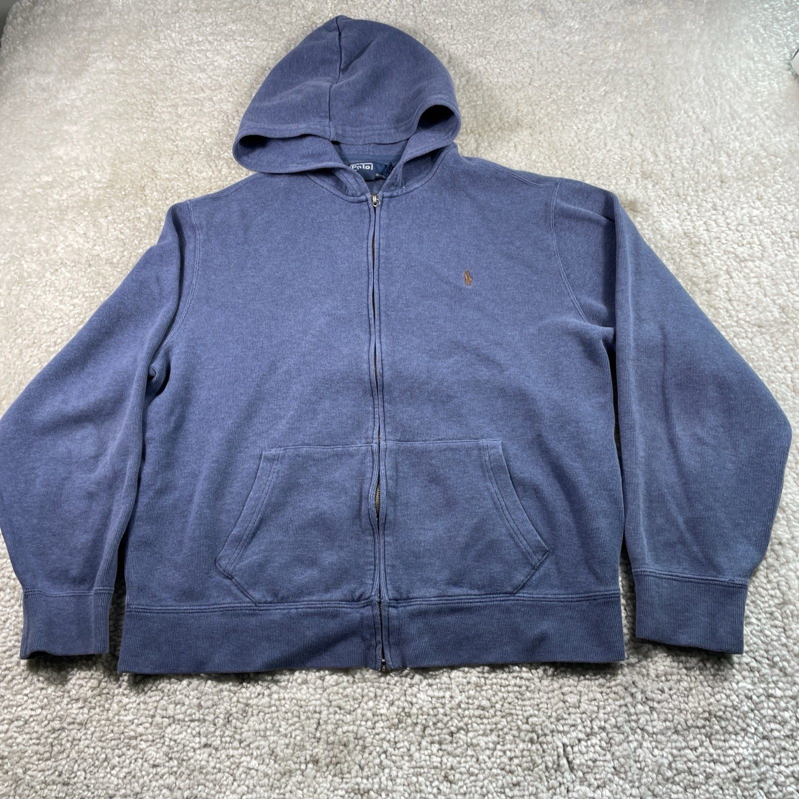 Polo Ralph Lauren felpa con cappuccio uomo XL full zip tasche felpa pony foderata in pile