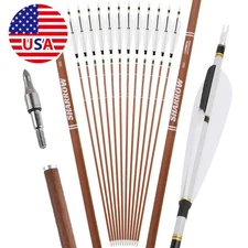 12X 31" Pure Carbon Arrows Natural Feather SP340 400 500 600 Archery Bow Hunting