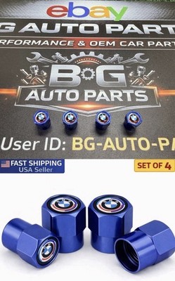 BMW 50th Anniversary Tire Valve Stem Caps Blue Aluminum Hex Valve Caps Set of 4