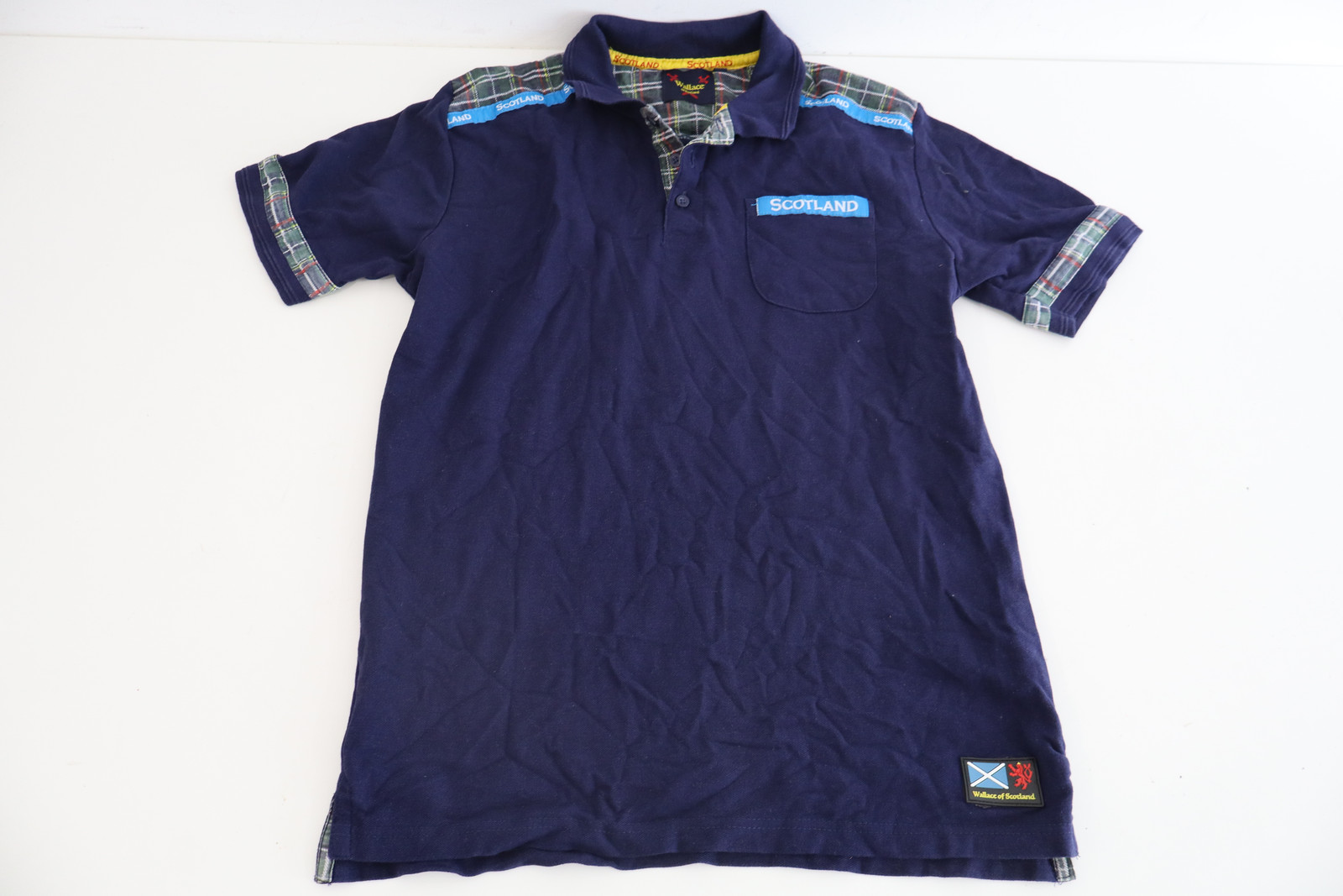 Wallace of Scotland Polo Shirt Tartan Trim Size M