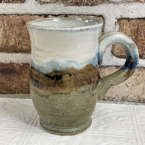 PIGEON RIVER POTTERY Coffee Mug Cup Handcrafted Drip Glaze Pigeon Forge, TN