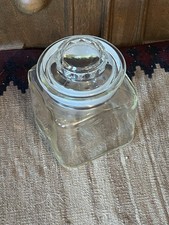VINTAGE GLASS APOTHECARY CANDY STORE DRUGSTORE JAR GROUND LID AND NECK 6 Tall
