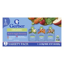 Organic Variety Pack, 2nd Foods , Fruit  Veggie Favorites, 9 Pouches, 3.5 oz