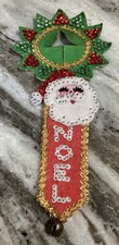 VTG Christmas Door Knob Hanger Felt With Sequins Santa And NOEL