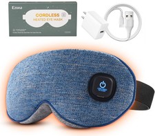 Ezona Cotton Cordless Heated Eye Mask, Warm Eye Compress Mask for Dry Eyes, W...