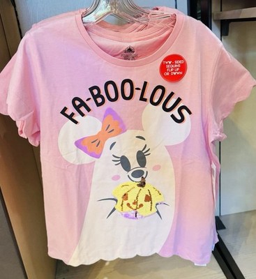 Disney Parks 2025 Halloween Minnie Ghost Faboolous Shirt Kids Sequins  NWOT
