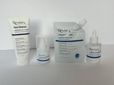 Revive Rx 4PC Copper Peptides Skincare Set Cleanser Mask Serum Firming Cream