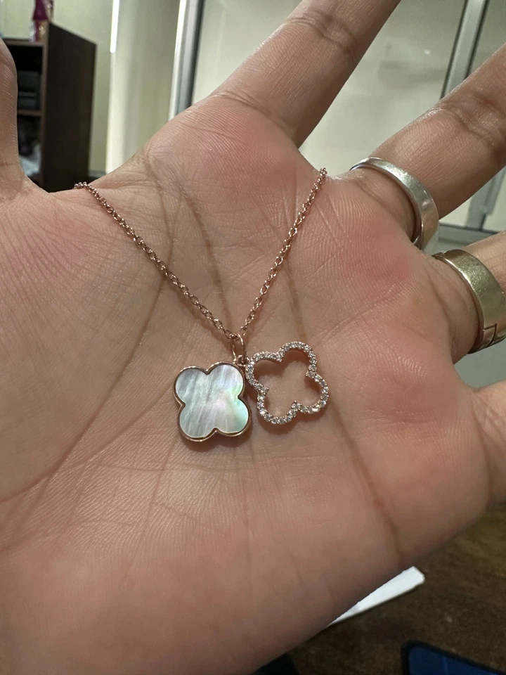 Colgante Madreperla con Moissanita | Collar para Mujer Acabado Oro Rosa Foto 3 de 4