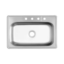 33 In. Drop-In Single Bowl 20-Gauge Stainless Steel Kitchen Sink