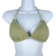 PRETTYLITTLETHING Sage Green Ribbed Triangle Bikini Top Size 8 NWT