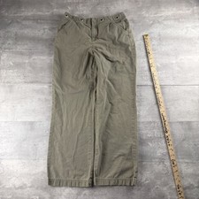 French Cuff Women's Green Khaki Wide Leg Pants Size 6 Casual Cotton Cargo