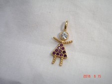 Birthstone Babies Pave' Girls 18K.Gold Plated Charms-1 1/4"