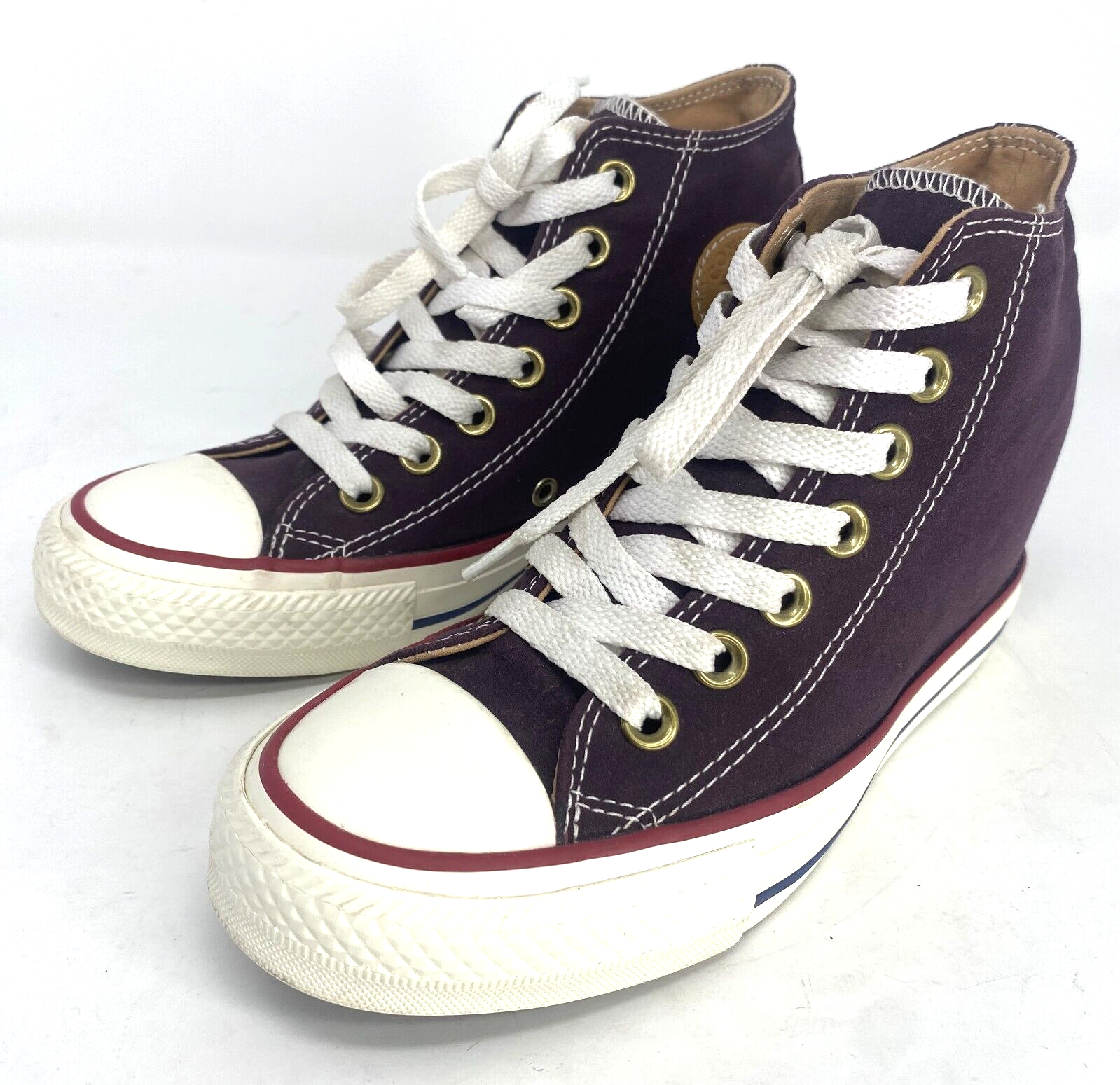 Converse Chuck Taylor All Star Lux Purple Suede Wedge Heel Mid Womens Size 5.5