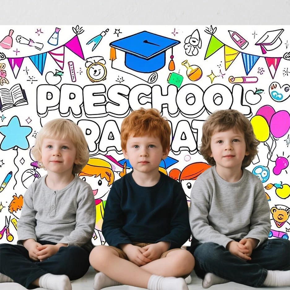 Graduation Coloring Poster Tablecloth for Preschool Graduation Decorations 2025, - Image 3 of 3