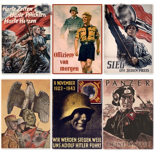 6 Stück WWII Kriegskunst Poster und Druck Retro GER Wehrmacht Kunst Poster Wandbild - Bild 1 von 7