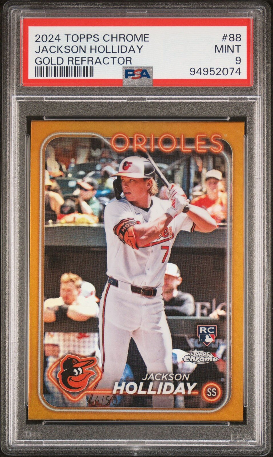 2024 Topps Chrome Gold Refractor #88 Jackson Holliday RC Rookie /50 PSA MINT 9